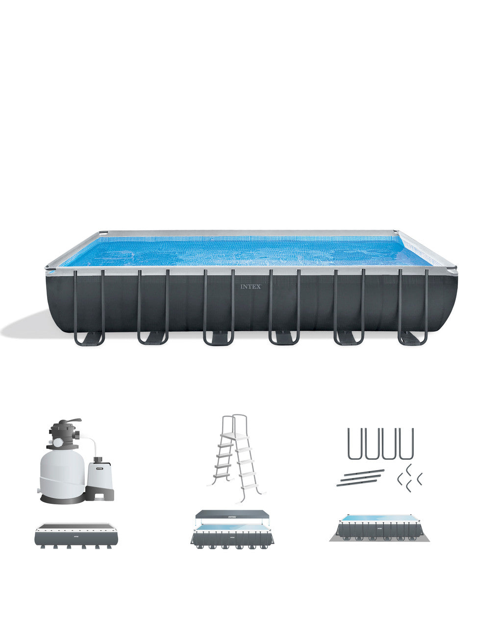 Rectangular Ultra XTR® Frame Above Ground Pool w/ Sand Filter Pump - 24' x 12' x 52'