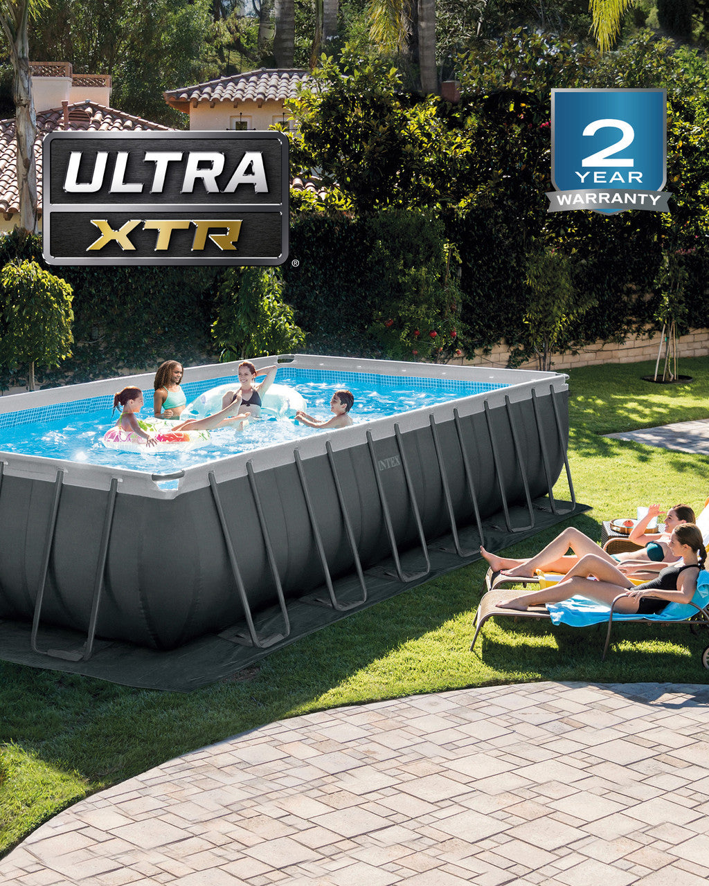 Rectangular Ultra XTR® Frame Above Ground Pool w/ Sand Filter Pump - 24' x 12' x 52'