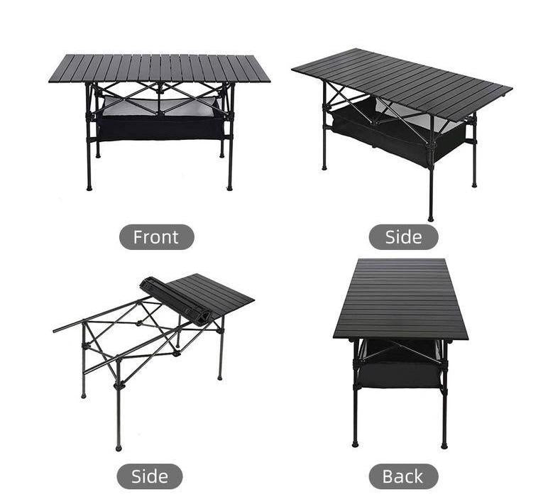 ALUMINUM FOLDABLE BLACK TABLE WITH BASKET - ALKADI