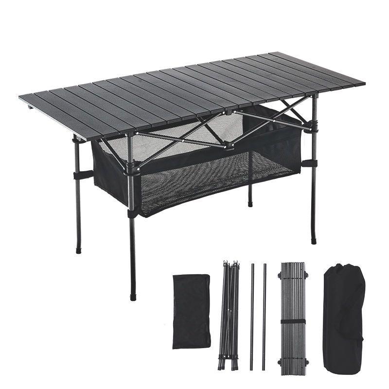 ALUMINUM FOLDABLE BLACK TABLE WITH BASKET - ALKADI