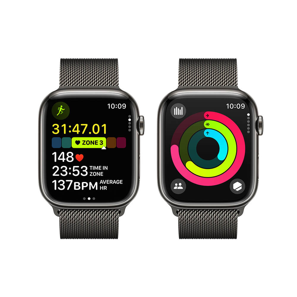 Apple Watch Series 9 GPS + Cellular 41mm Graphite Stainless Steel Case with Graphite Milanese Loop