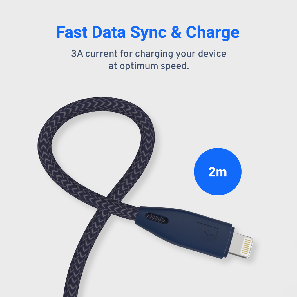 Powerology كابل USB-C إلى Lightning مجدول بطول 2 متر