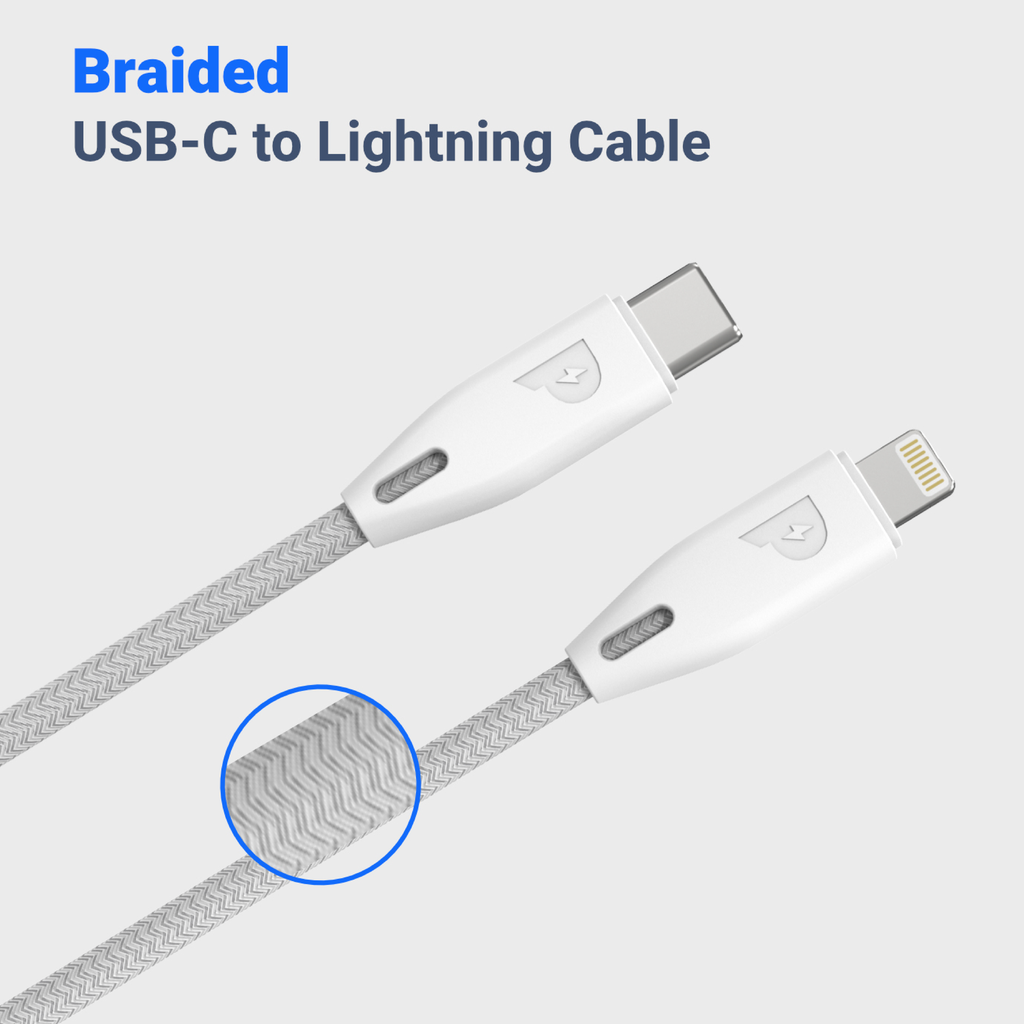 Powerology كابل USB-C إلى Lightning مجدول بطول 2 متر