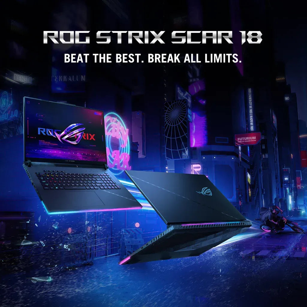 ASUS ROG Strix SCAR 18 - 13th Gen, Core i9 4GHz, 32GB RAM, 2TB + 16GB Storage, Win11, 18inch QHD+, NVIDIA GeForce RTX 4090 - Gaming Laptop